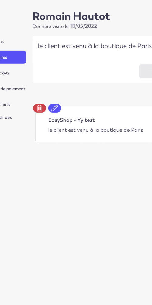 screen commentaires caisse